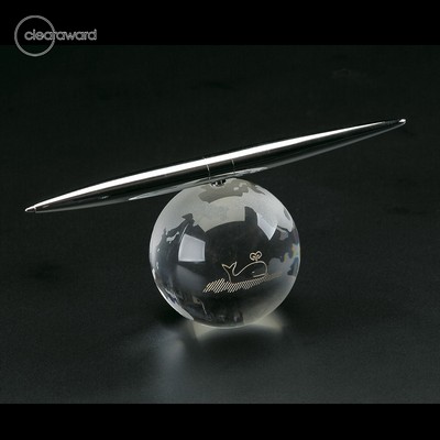 Clearaward Rotating Optical Crystal Globe Pen Award